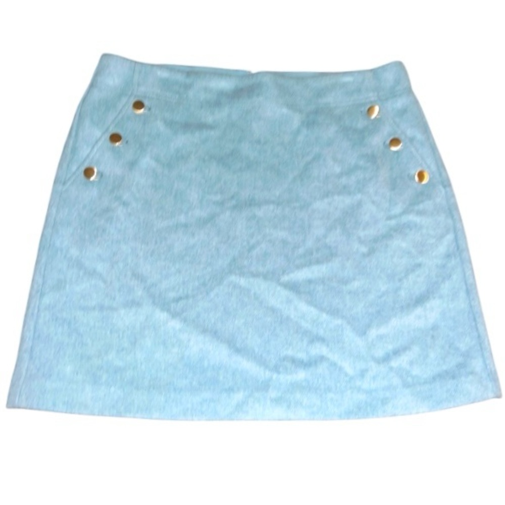 LOFT Light Blue Mini Skirt with Gold Buttons